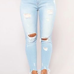 Ankle Jeans - Light Blue Wash